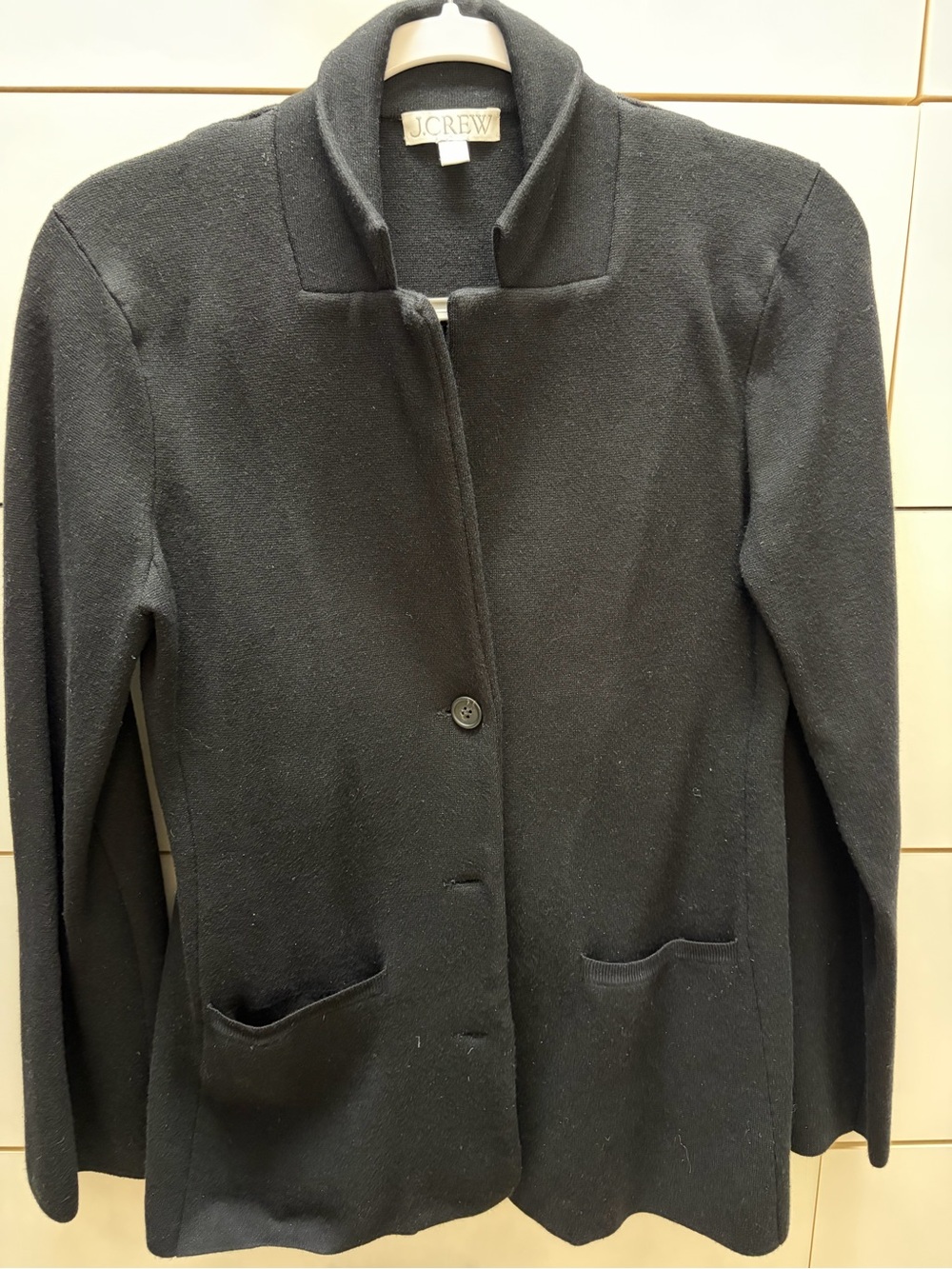 J. Crew Black Stand Collar Single-Button Jacket